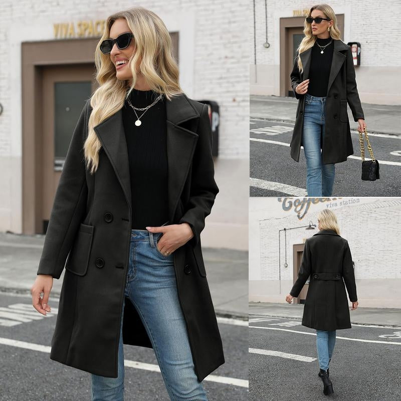 Manteau En Laine Mélange Mi Long À Double Boutonnage Maribel Chaud Sans Encombrement Facile À Superposer