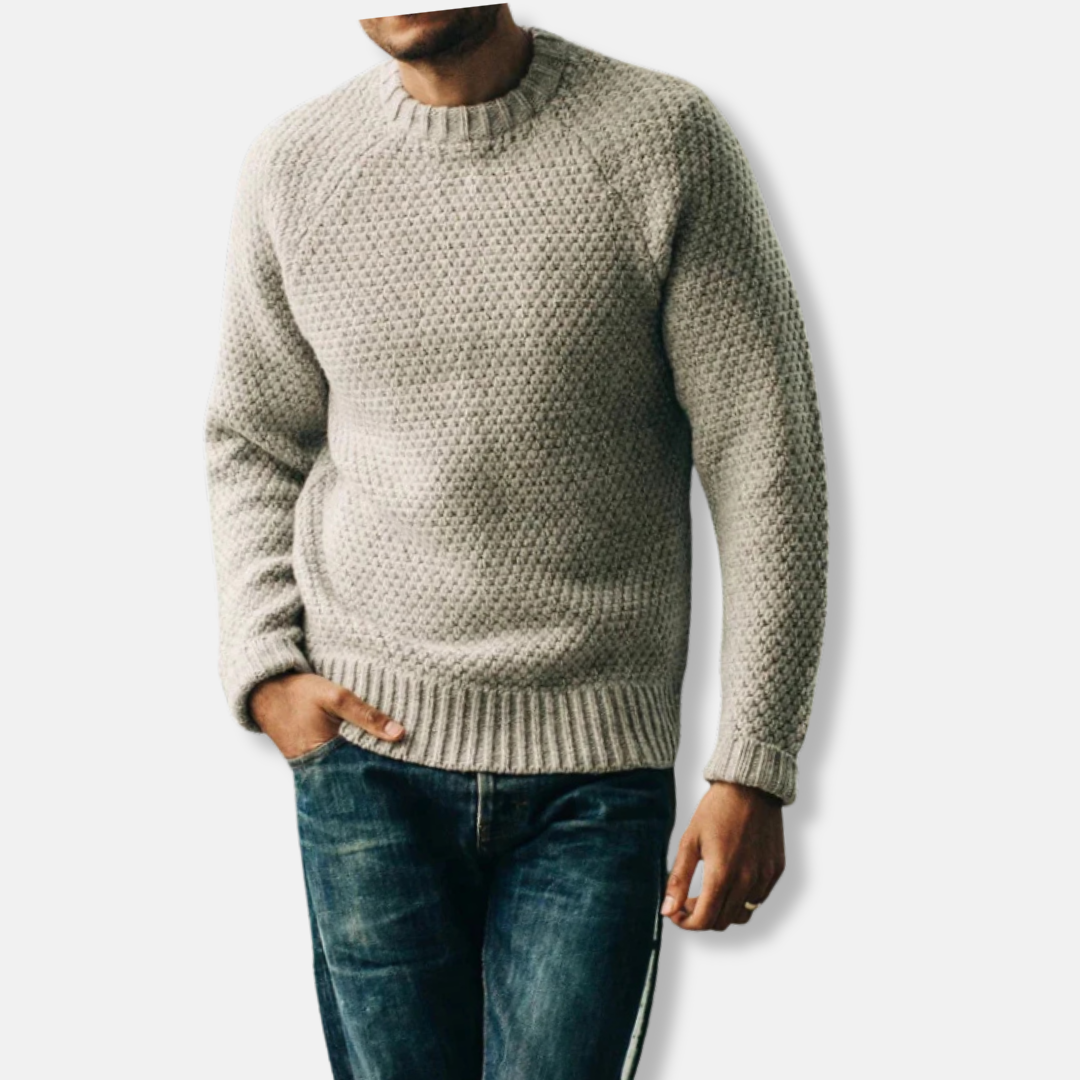 Pull En Maille Mélange Laine Col Rond Raglan Décontracté Homme Amawinc Pour Style Quotidien