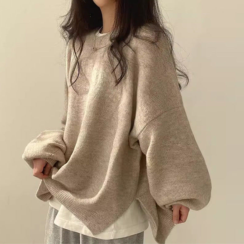 Pull Celira Oversize À Ourlet Fendu Avec Détail Fente Latérale Tricot Tout-Saisons Et Confort
