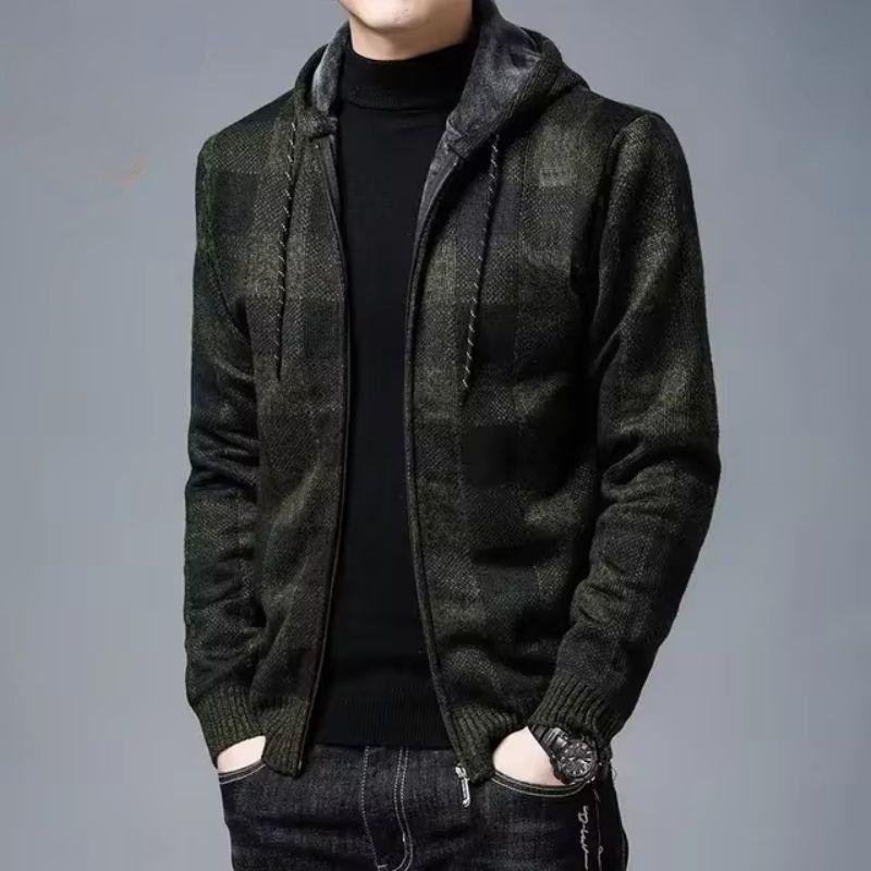 Sweat À Capuche Pour Homme En Polaire À Motif Carreaux Zippé Chaud Et Confortable Pour L Hiver