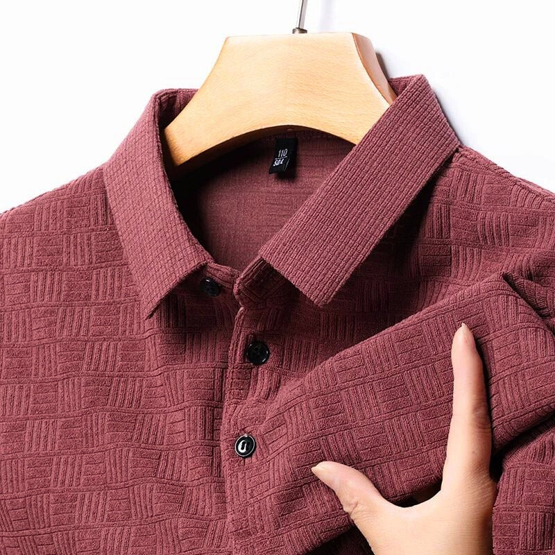 Polo Ray Weave Motif Raffiné En Coton Mélangé Pour Style Sophistiqué Et Confortable Au Quotidien