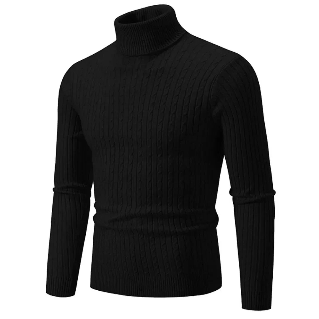 Pull Roulé Classique Aurelio En Maille Douce Et Côtelée, Col Haut Extensible Pour Tenue Décontractée Et Formelle