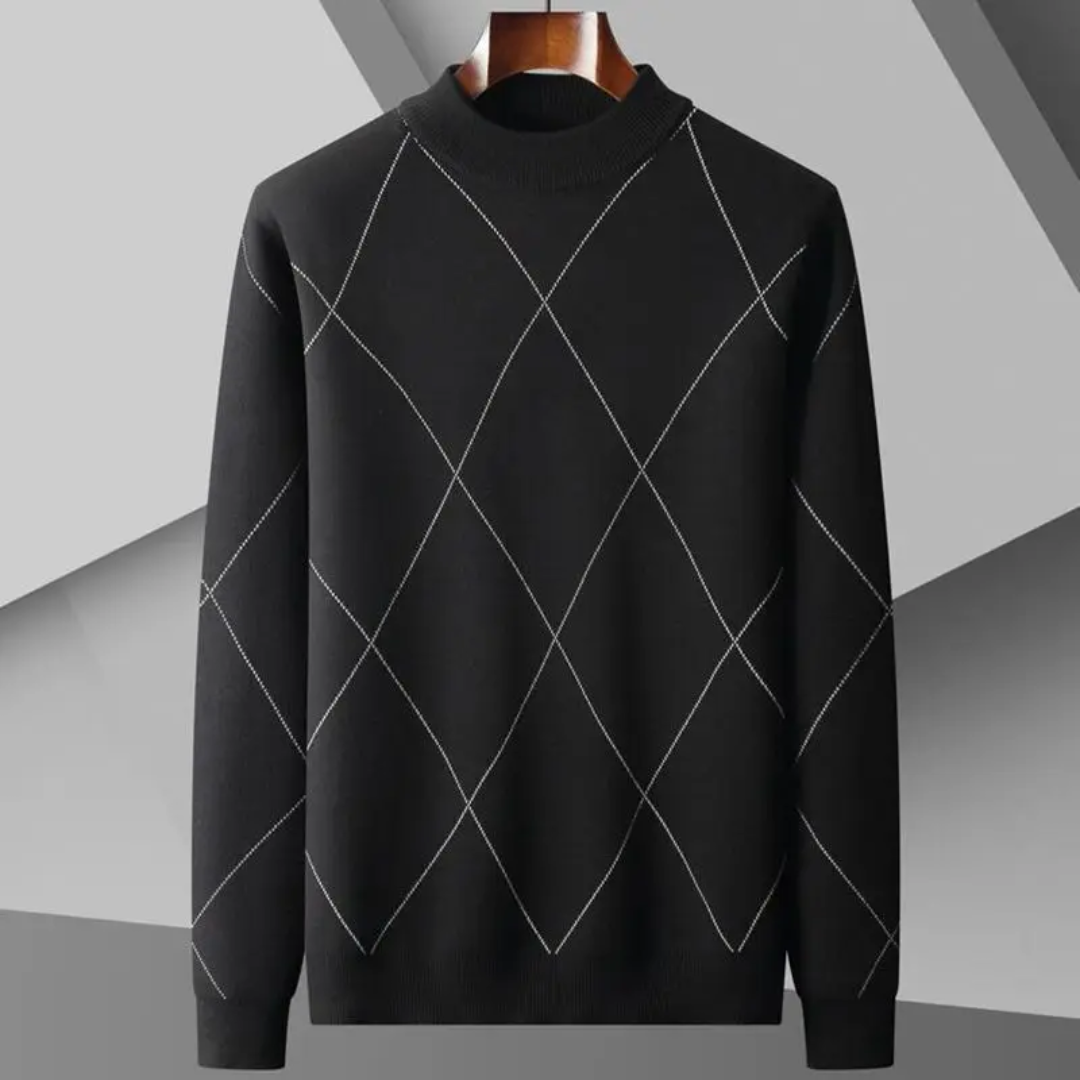 Pull En Cachemire Steven Diamond Motif Jacquard Diamant Discret Pour Élégance Polyvalente