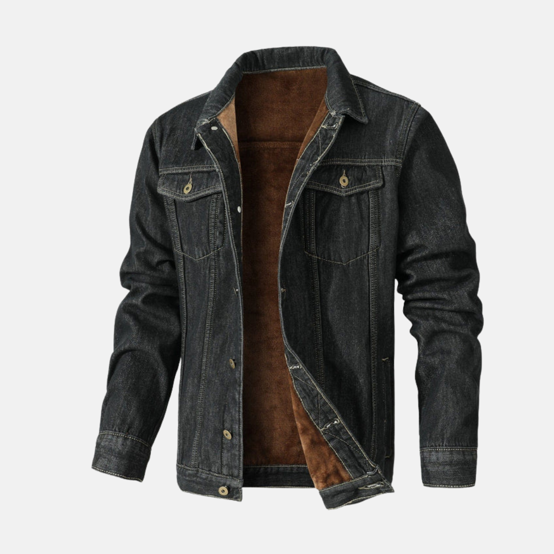 Veste Jean Homme Longueur À La Taille Amawinc Avec Doublure Sherpa Fermeture Par Boutons Pression