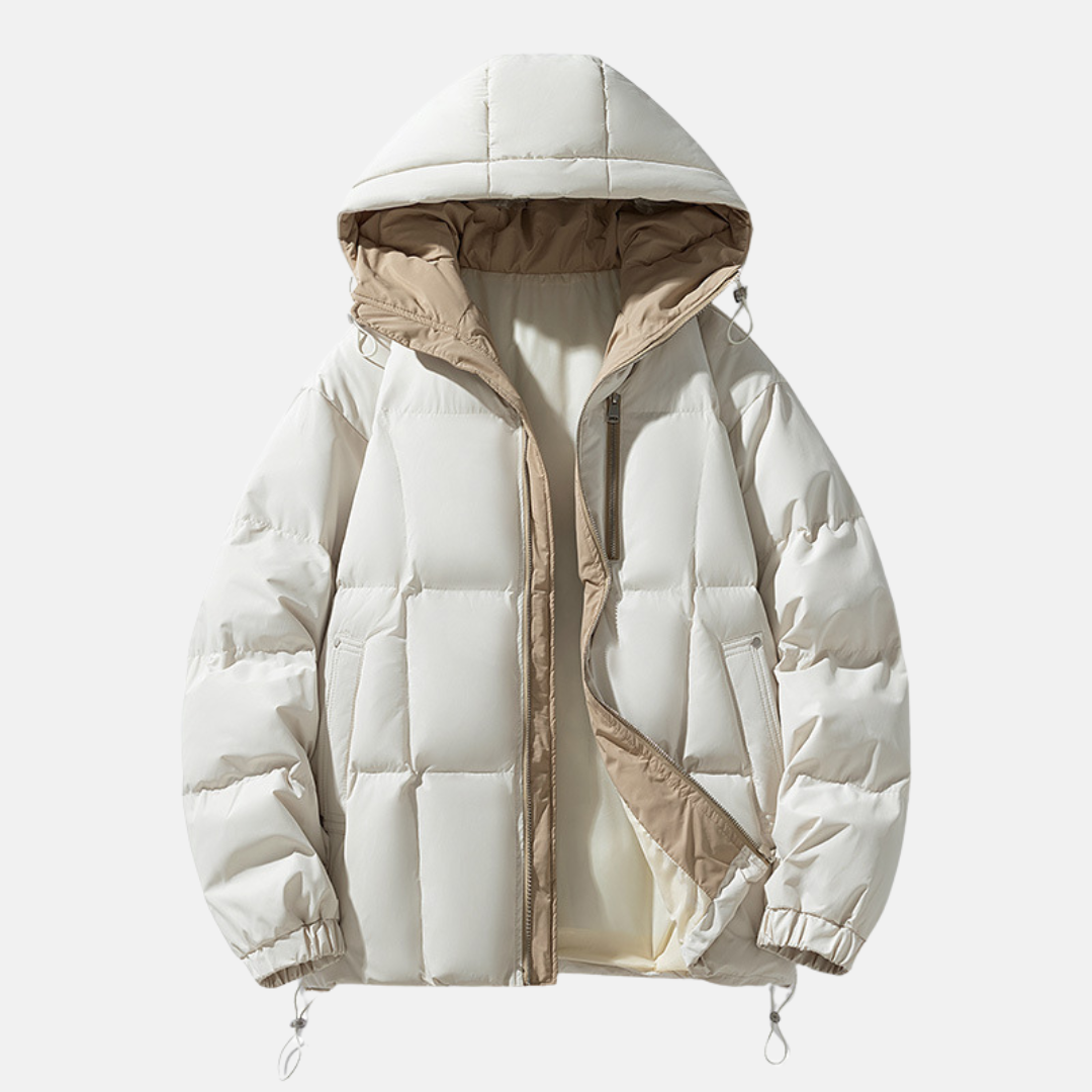 Doudoune Homme Oversize Capuche Matelassé Isolation Fermeture Zip Veste Hivernale Confortable
