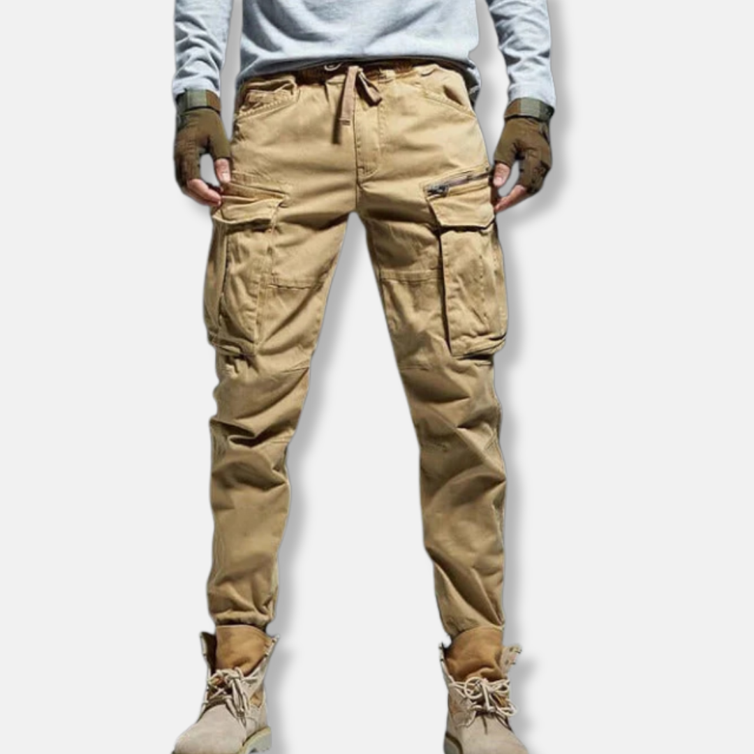 Amawinc Pantalon Jogger Cargo Homme Confort Décontracté Coton Poches Utilitaires Poignets Élastiques Quotidien