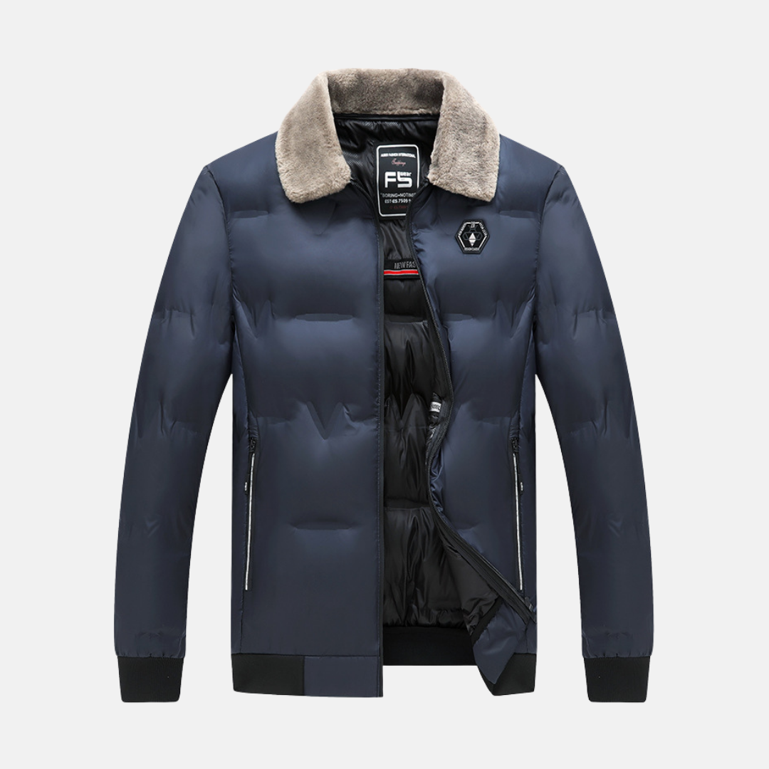 Manteau Bomber Homme Regular Fit Rembourré En Coton Avec Col En Fourrure Synthétique Zip Chaud Hiver