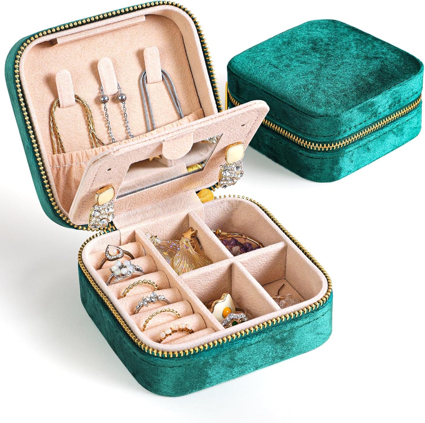 Boîte À Bijoux Rivelle En Velours Luxueuse Coffret De Rangement Pour Voyage Et Maison