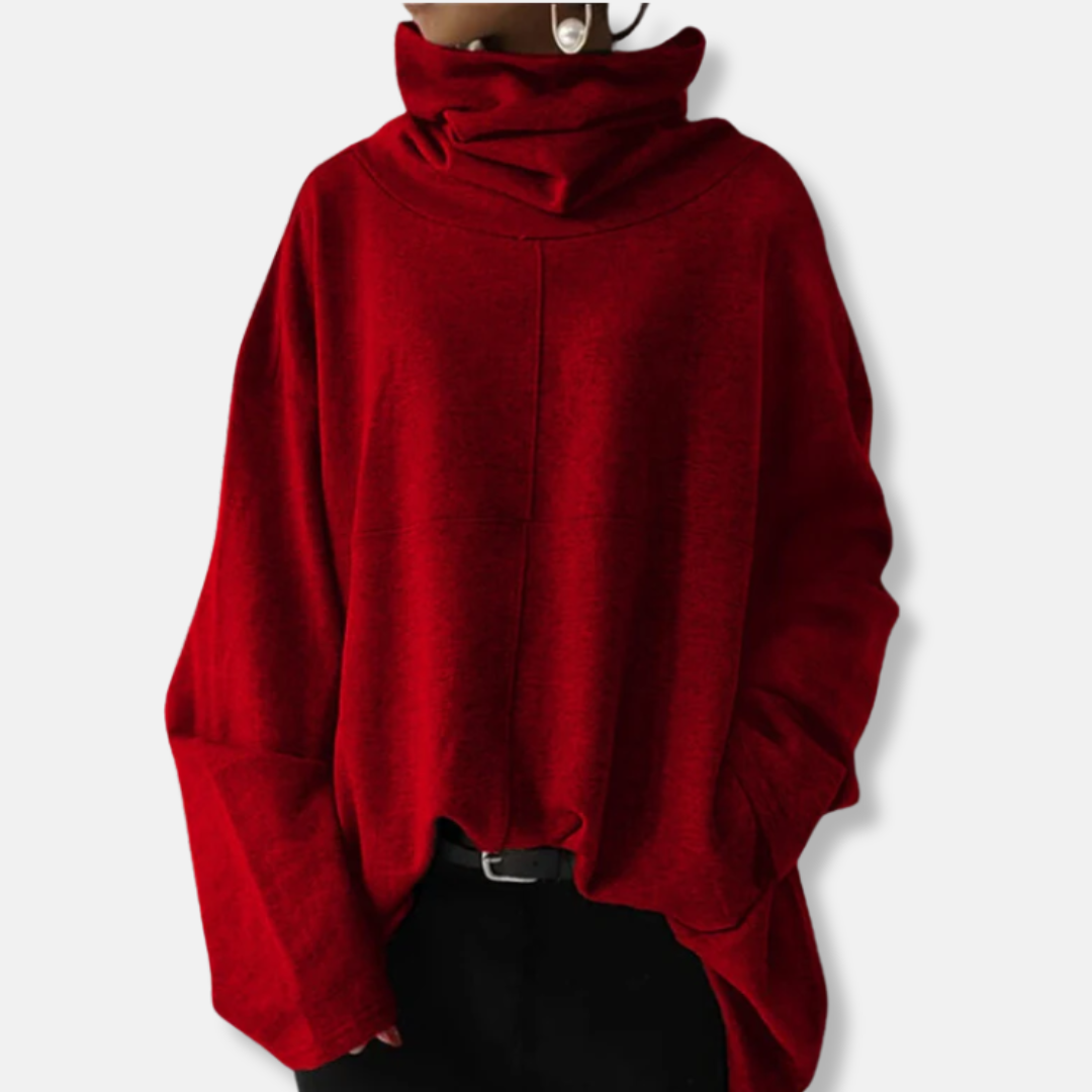 Pull Femme Oversize En Mélange Coton Avec Col Drapé Luxueux Pour Look Décontracté Et Confortable