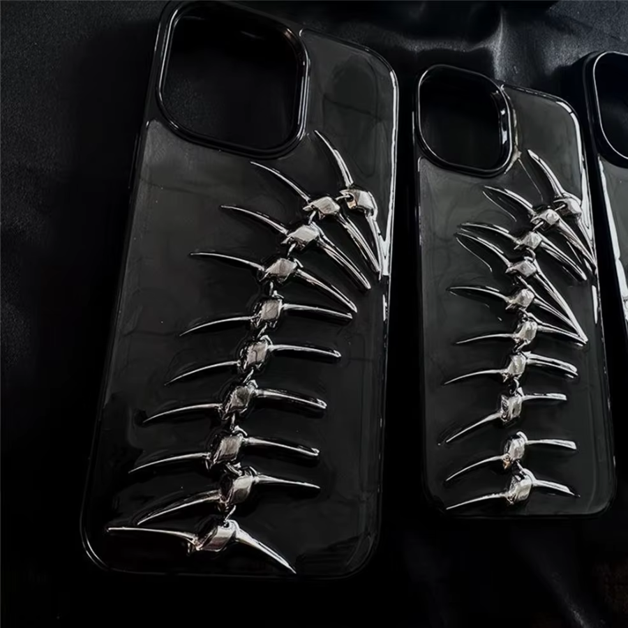 Coque IPhone Chrome Spine Motif Osseux 3D Silicone Souple Pour Protection Puissante Appareil Photo Fin Et Léger