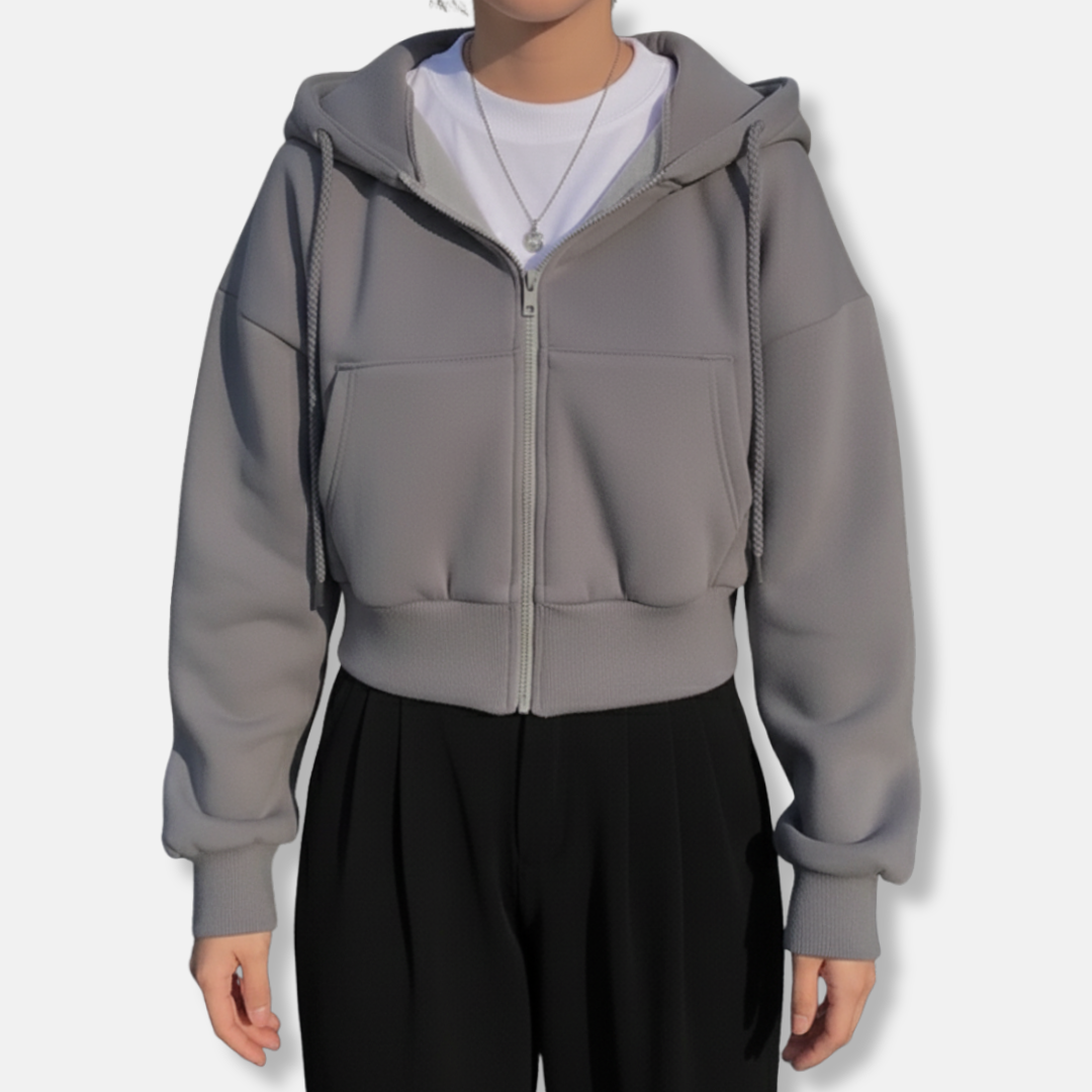 Sweat À Capuche Zippé Pour Femme Oversize Doublé Polaire Poche Kangourou Confortable Pour Automne Hiver