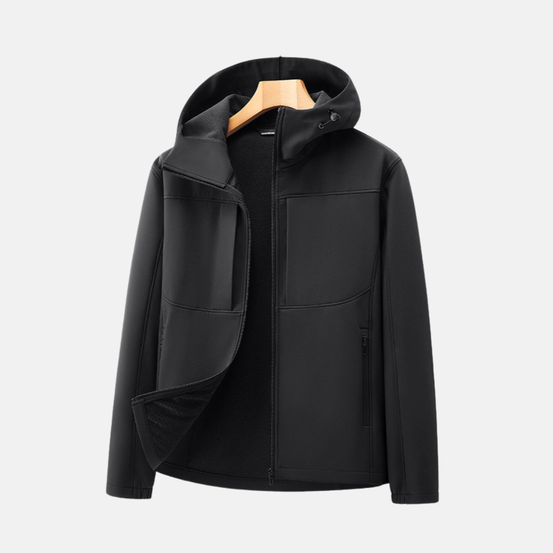 Amawinc Manteau Softshell Homme Doublure Polaire Capuche Ajustable Poches Zippées Coupe Regular