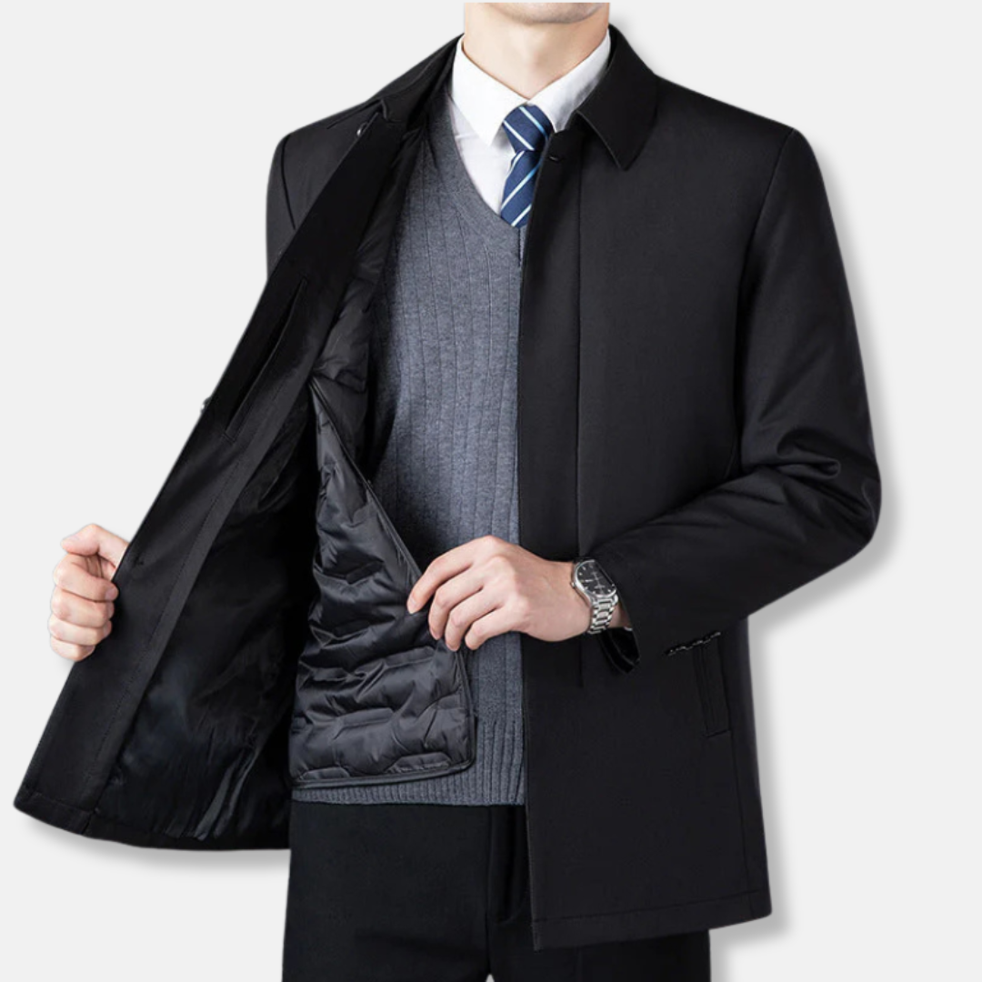 Blazer Homme Nordisk Flair Col Classique Coupe Ajustée Mi Longueur Mélange de Laine Bouton Devant