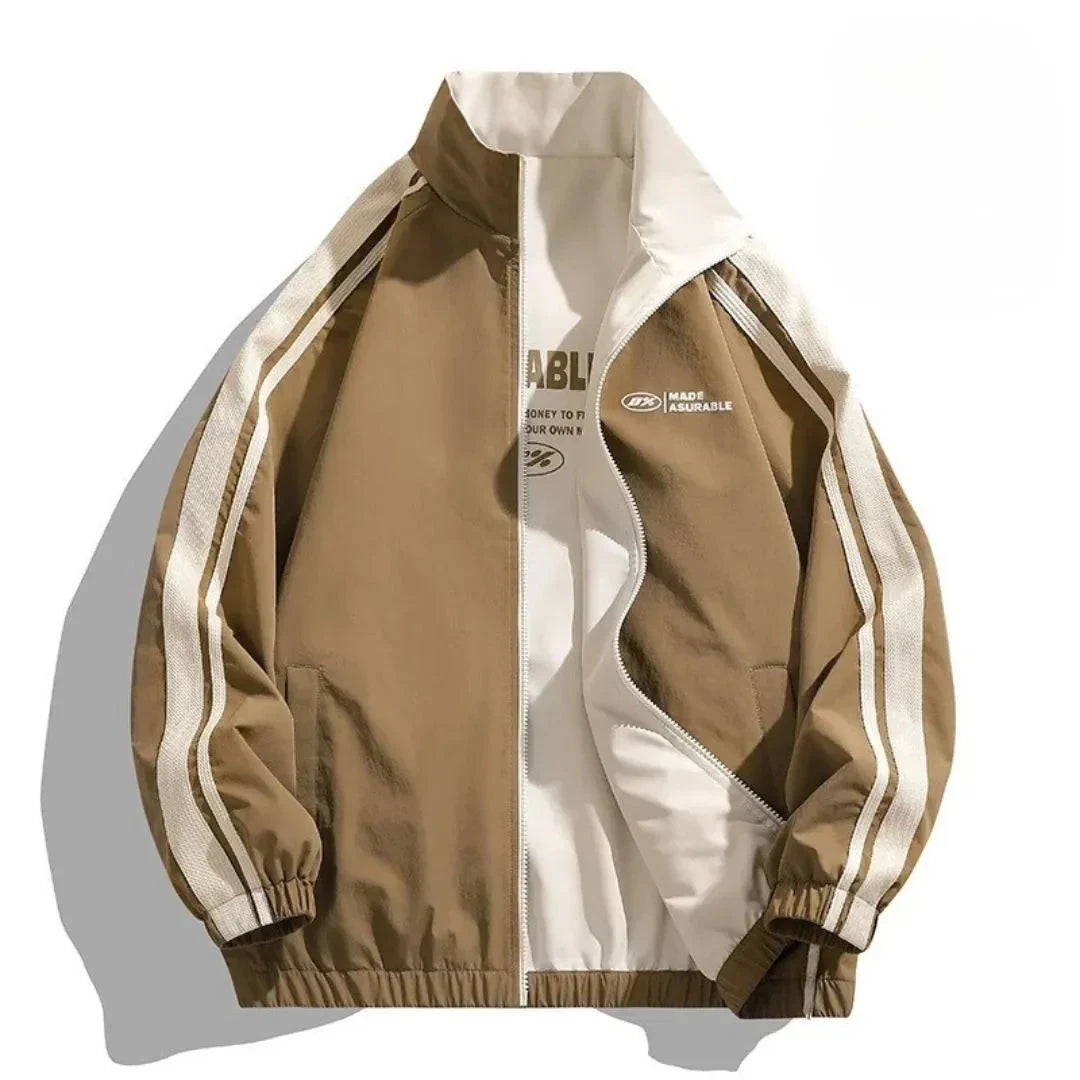 Enzo Veste Réversible Deux Faces De Survêtement Imperméable Au Vent Léger Rayure Sportive