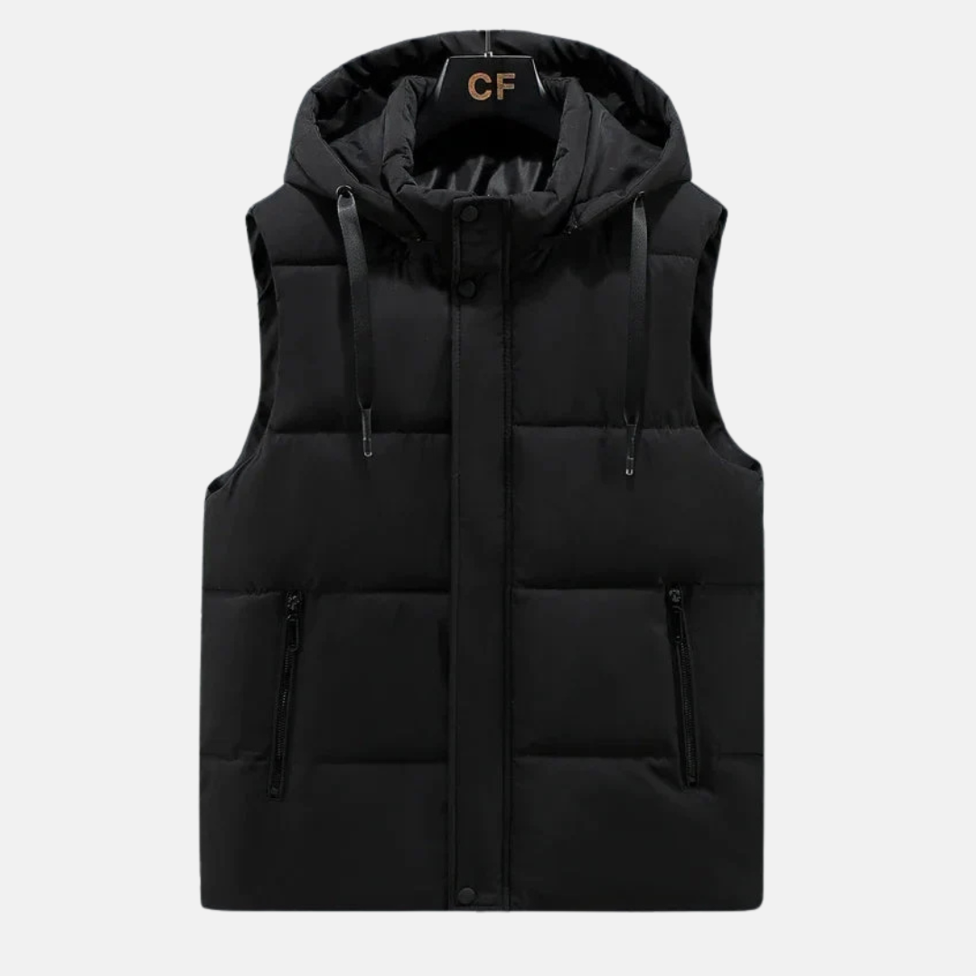 Gilet Matelassé Homme Amawinc Avec Capuche Imperméable Et Cordons Ajustables Poches Zippées