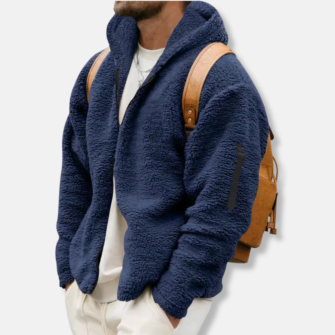 Sweat À Capuche Sherpa Zippé Pour Homme Décontracté Vêtement D'Hiver Chaud Et Confortable