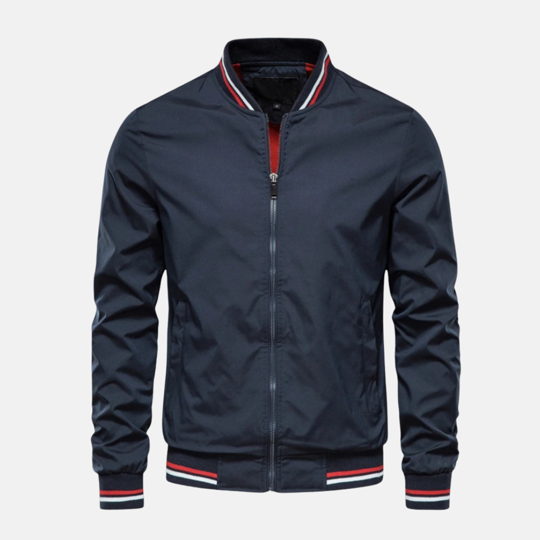 Amawinc Veste Bomber Homme Légère À Zip Coupe Décontractée Bordures Côtelées Rayées En PU Simili Cuir