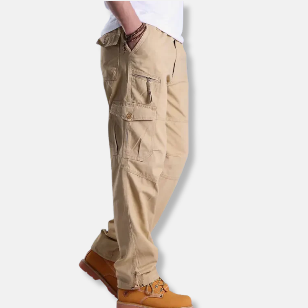 Amawinc Pantalon Cargo Homme en Mélange de Coton Imprimé Camouflage Coupe Ample Jambe Droite avec Poches Cargo