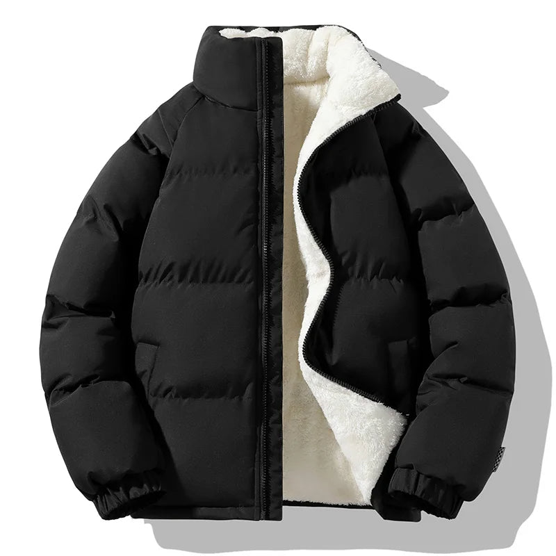 Fleece-lined Puffer Jacket with Alpine Design