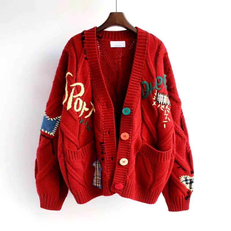 Cardigan Tricot Patcha Multicolore Doux Au Toucher Et Chaleur Douce Confortable Pour Un Style Unique