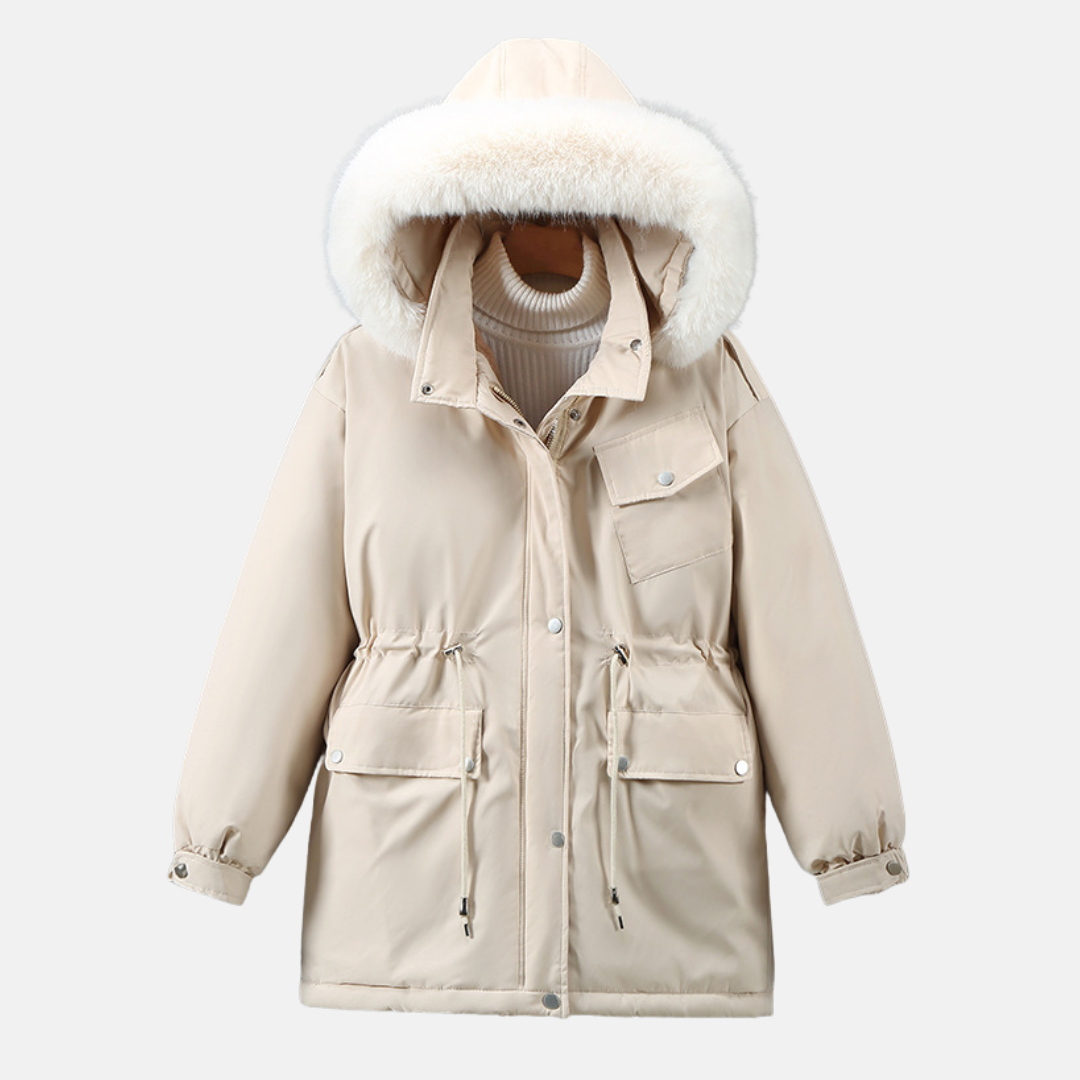 Parka Femme Coupe Décontractée Imperméable Avec Capuche En Fourrure Synthétique Mi Longue Nordisk Flair