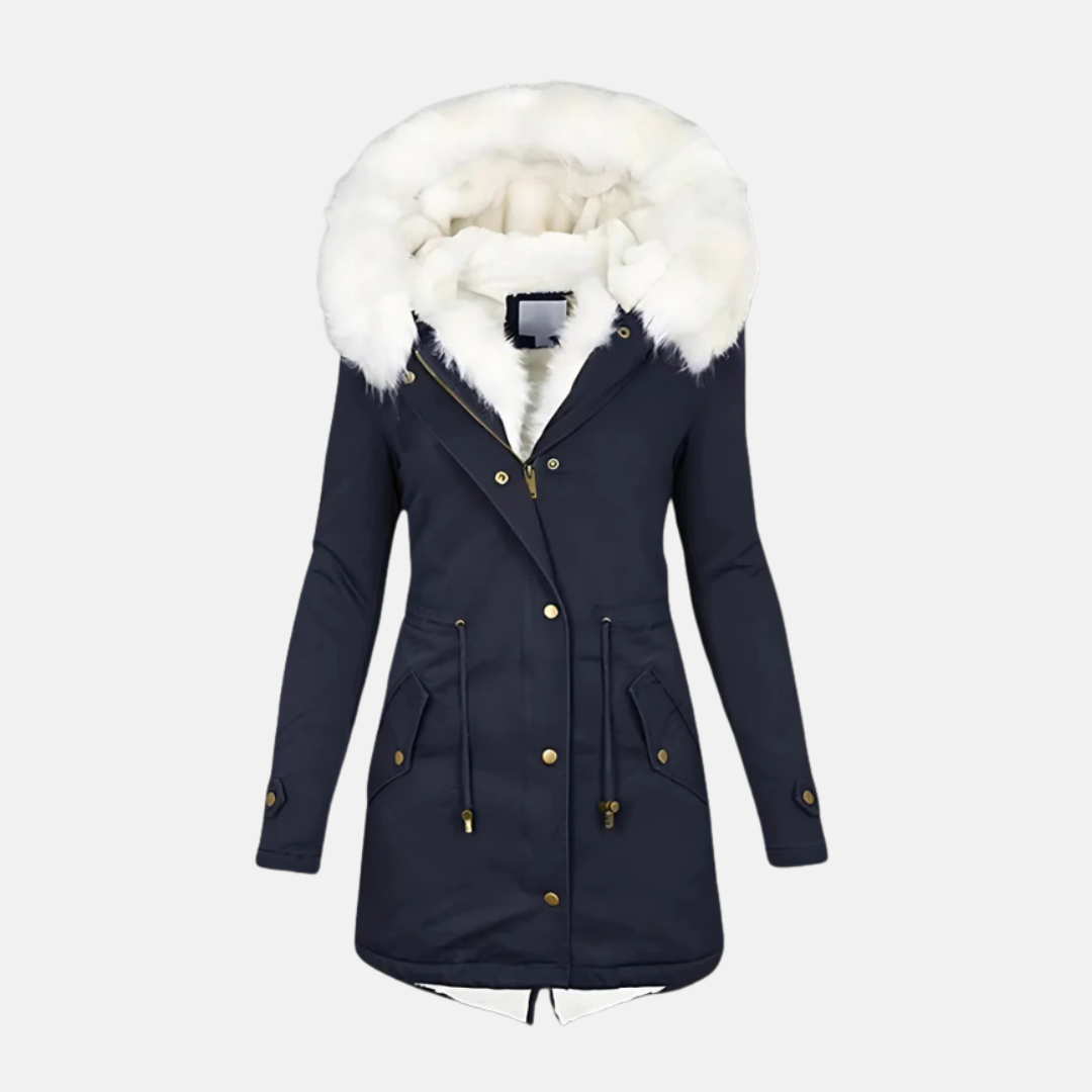 Parka Femme Nordisk Flair Coupe Slim Capuche Bordée Fausse Fourrure Résistante À L Eau Mi Longue