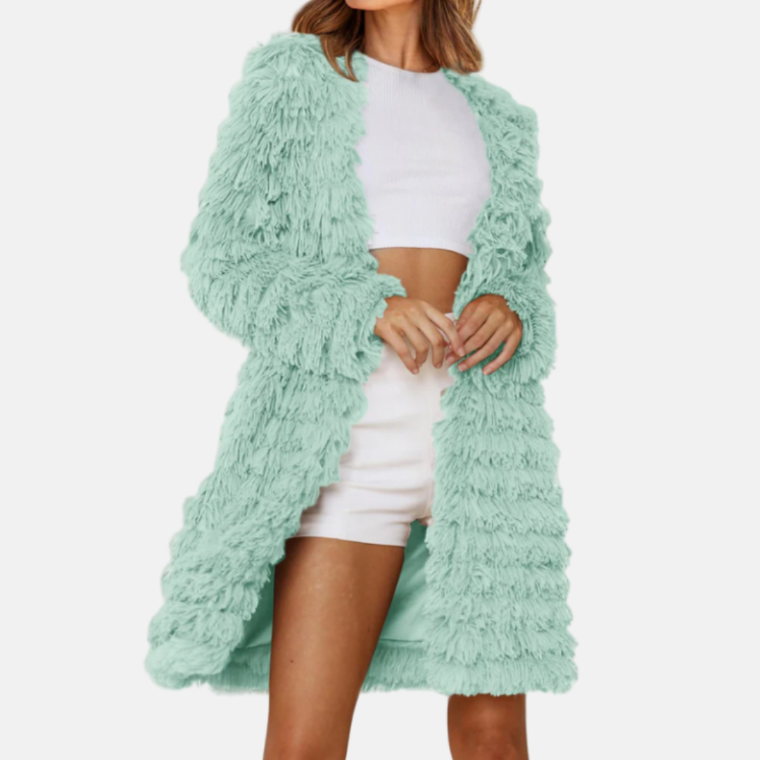 Cardigan Long Pour Femmes En Maille Shaggy Avec Coupe Décontractée Et Ouverture Frontale Pour Superposition