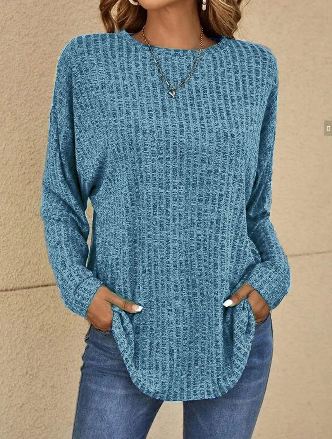 Pull Femme Décontracté en Maille Douce Texture Côtelée Manches Longues Nordisk-Flair