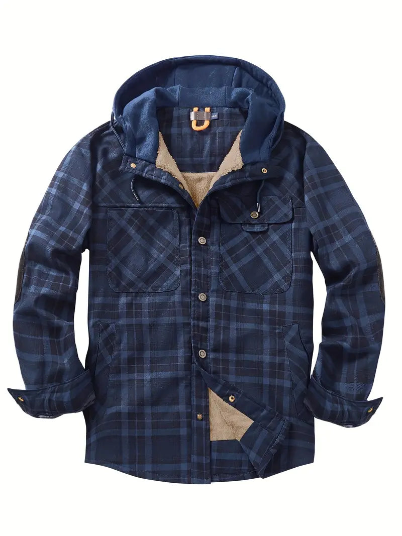 Amawinc Veste À Capuche Wyatt Carreaux Avec Doublure Polaire Confortable Pour Plein Air Toutes Saisons