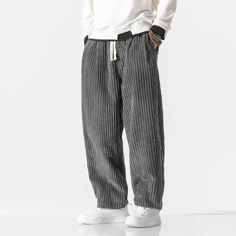 Amawinc Pantalon Harem Oversize Pour Hommes Avec Texture Côtelée Et Taille À Cordon Pour Confort Décontracté