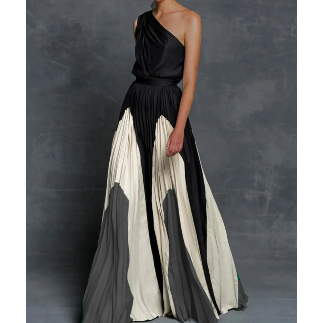 Bella Robe Longue Artistique À Une Épaule Pour Femmes Gala Réceptions Élégance Contemporaine