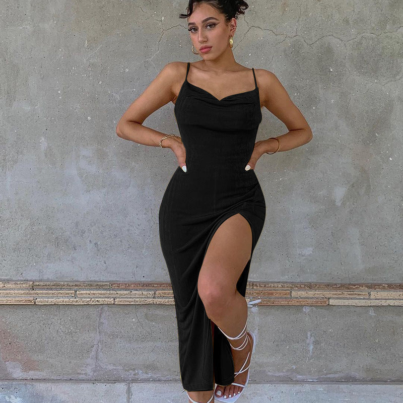Glattes Damen-Strickkleid mit Schlitz von Fudus