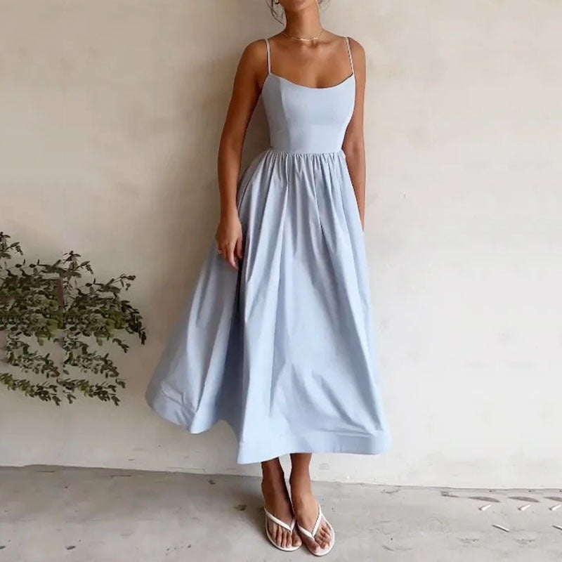 Fudus: Elegantes, einfarbiges, süßes Trägerkleid
