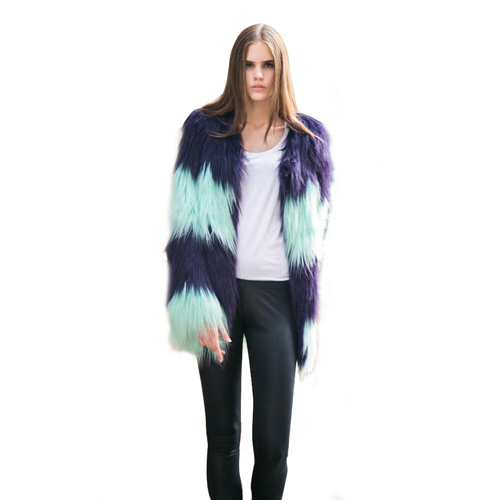 Damen Modischer Kunstpelzblazer mit strukturiertem Design und voluminösen Ärmeln Amawinc