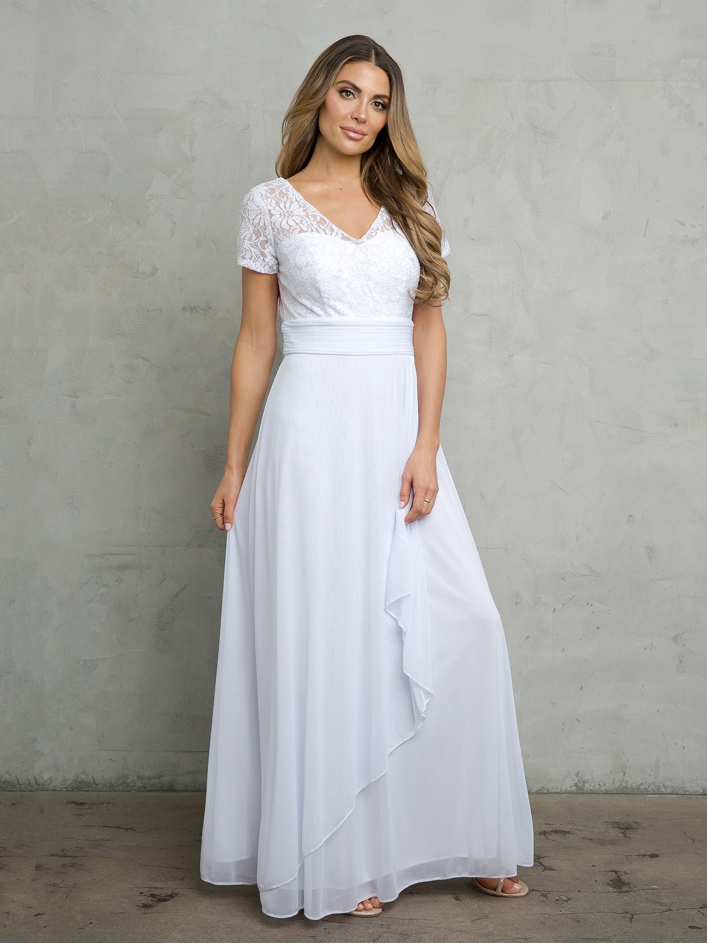 Robe Longue A Line Formelle Mère De La Mariée Eva Fashion 3486 Avec Dentelle Et Chiffon
