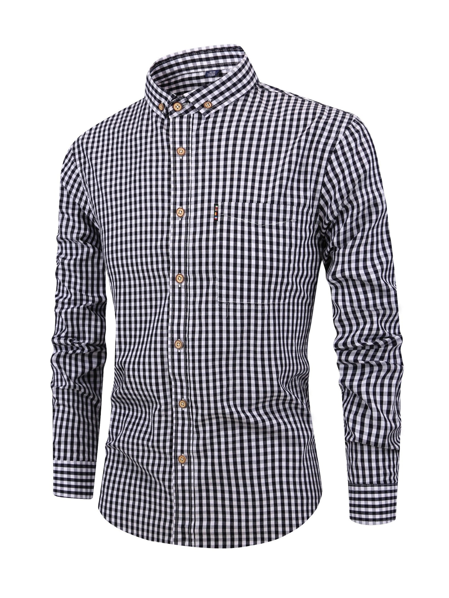 Chemise Homme Slim Fit À Carreaux Gingham Col Boutonné Manches Longues Style Classique Pour Bureau Et Loisirs