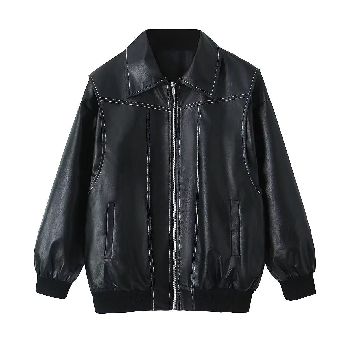 Veste Moto Femme En Simili Cuir Premium Amawinc Zippée Oversize Confort Moderne Chic Urbaine
