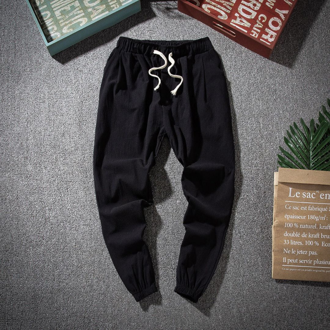 Joggeurs Brooks Classic Look En Mélange Lin Respirant Léger Confort Décontracté Et Élégant Pour Maison Et Ville