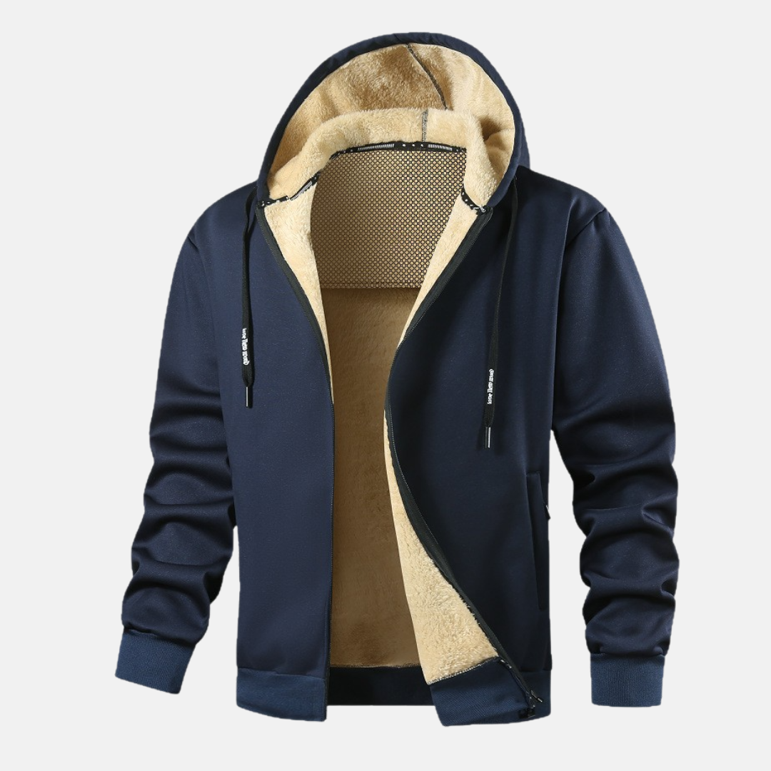 Sweat À Capuche Zippé Pour Homme Amawinc Avec Doublure Polaire Peluche Et Coupe Décontractée Bordures Côtelées Hiver