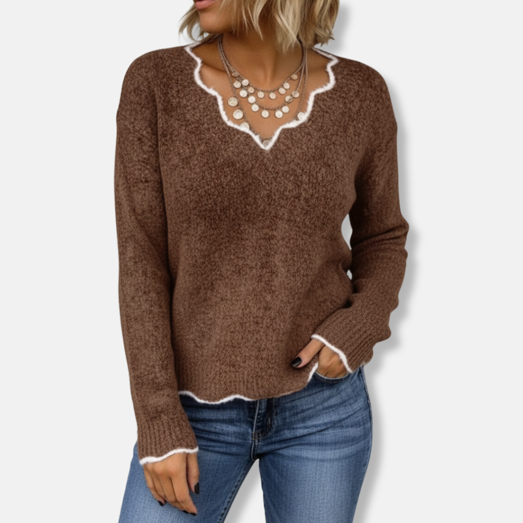 Pull Femme En Tricot De Laine À Coupe Décontractée Et Encolure Festonnée Nordisk-Flair
