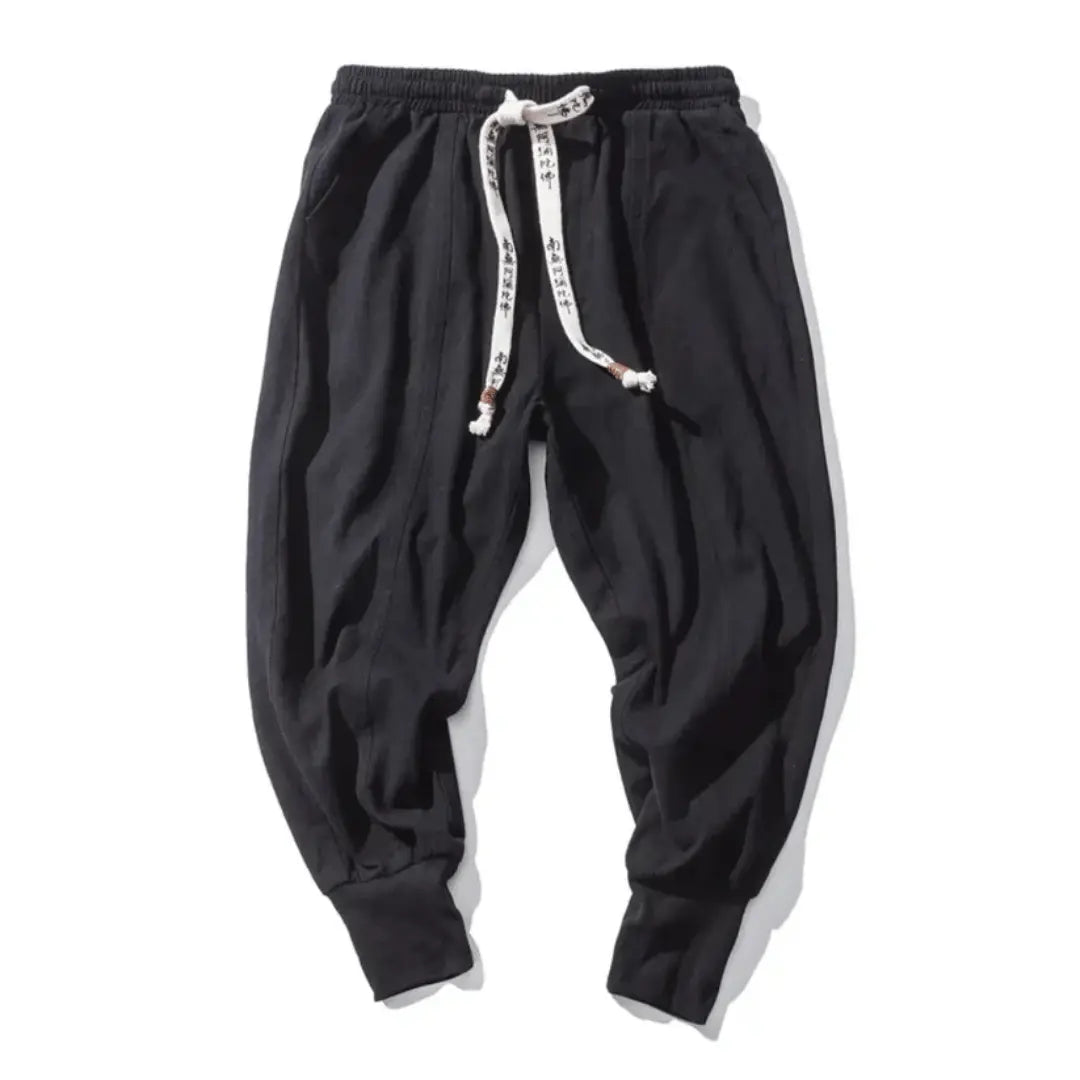 Pantalon Kenji Style Japonais Ample à Cordon de Serrage Mélange Coton Premium pour Streetwear Quotidien