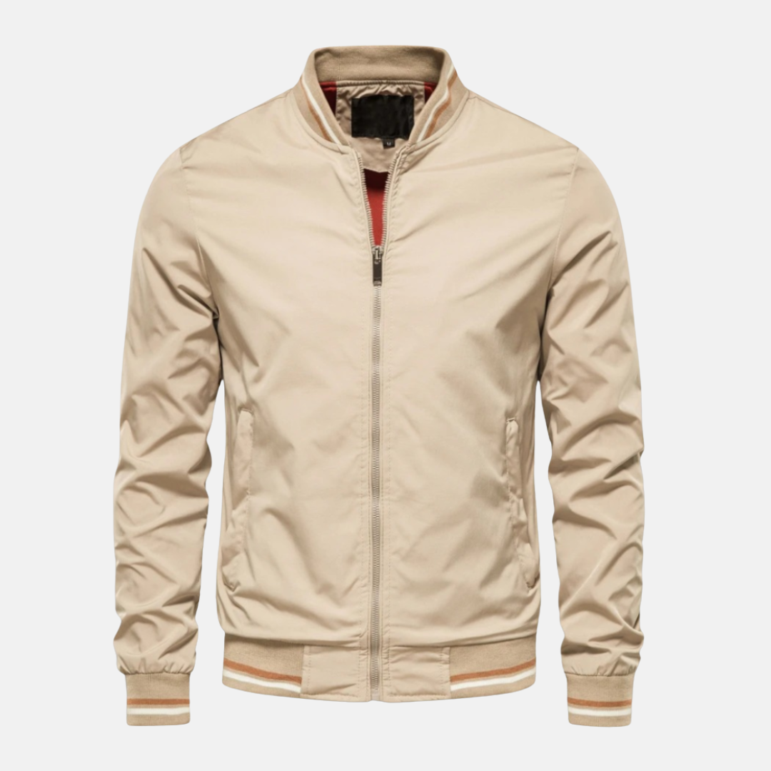 Amawinc Veste Bomber Homme Légère À Zip Coupe Décontractée Bordures Côtelées Rayées En PU Simili Cuir