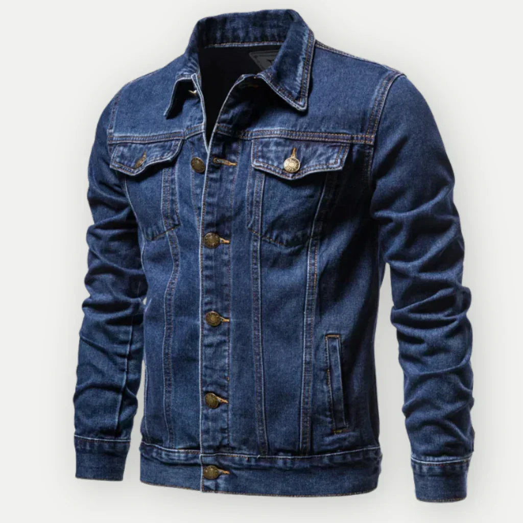 Veste En Jean Pour Homme Coupe Classique Longueur Mi Hanche Col Pointu Bouton Devant Décontractée Quotidienne Amawinc