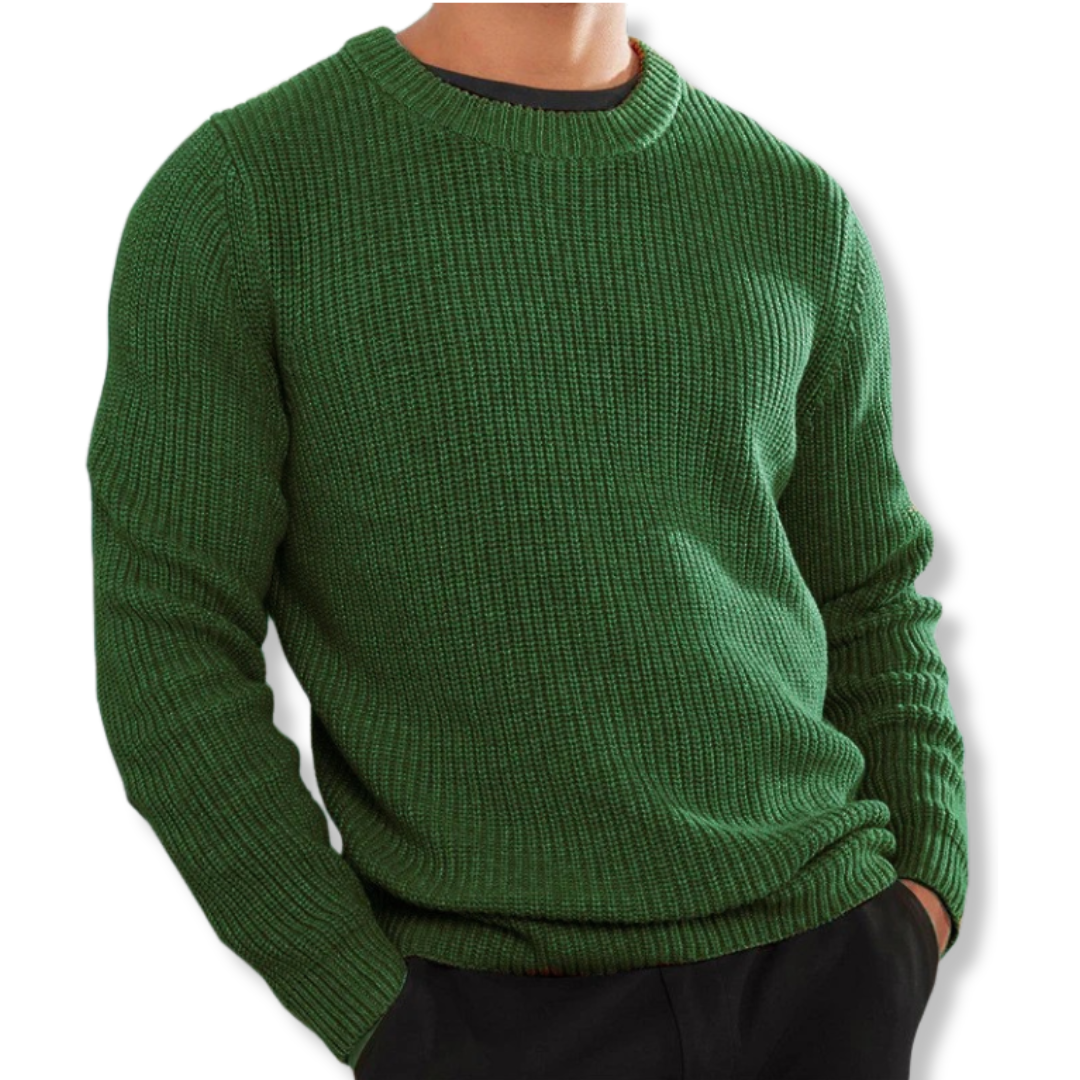 Pull Homme Coupe Décontractée En Maille Col Rond Manches Longues Chaud Pour Superposer Au Quotidien