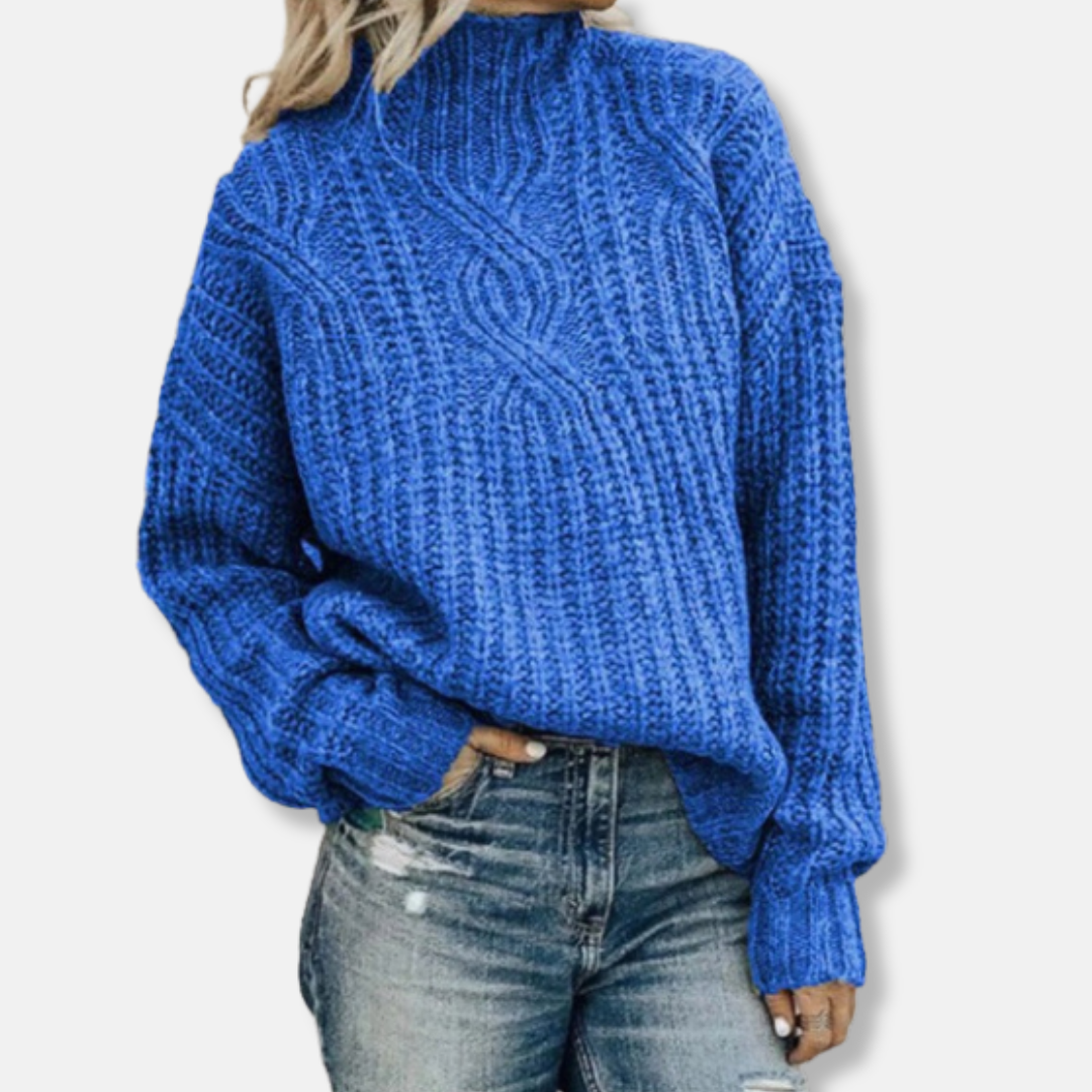 Pull Femme En Laine A Torsades Col Montant Décontracté Manches Longues Pour Un Style Chaud Et Chic