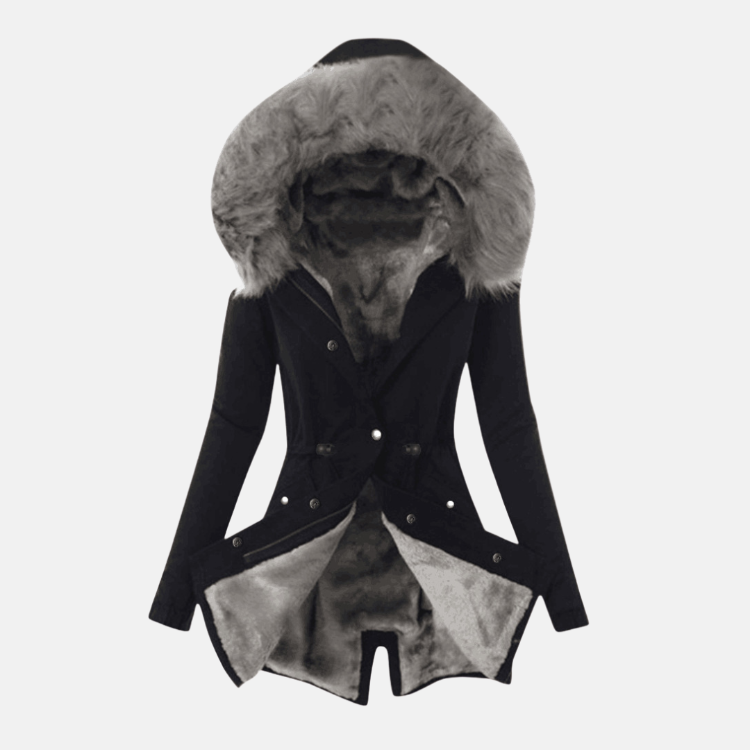 Veste Femme Coupe Slim Ajustable Taille Capuche Douillette Mi-longue Poches à Rabats Nordisk-Flair
