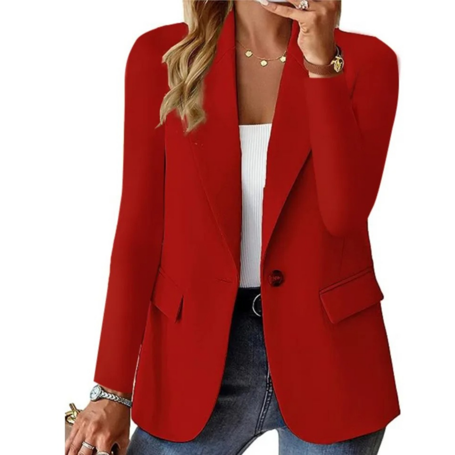 Blazer Pour Femme Coupe Slim Simple Boutonnage Revers Cranté Pour Bureau Et Soir Élégant Polyvalent Moderne