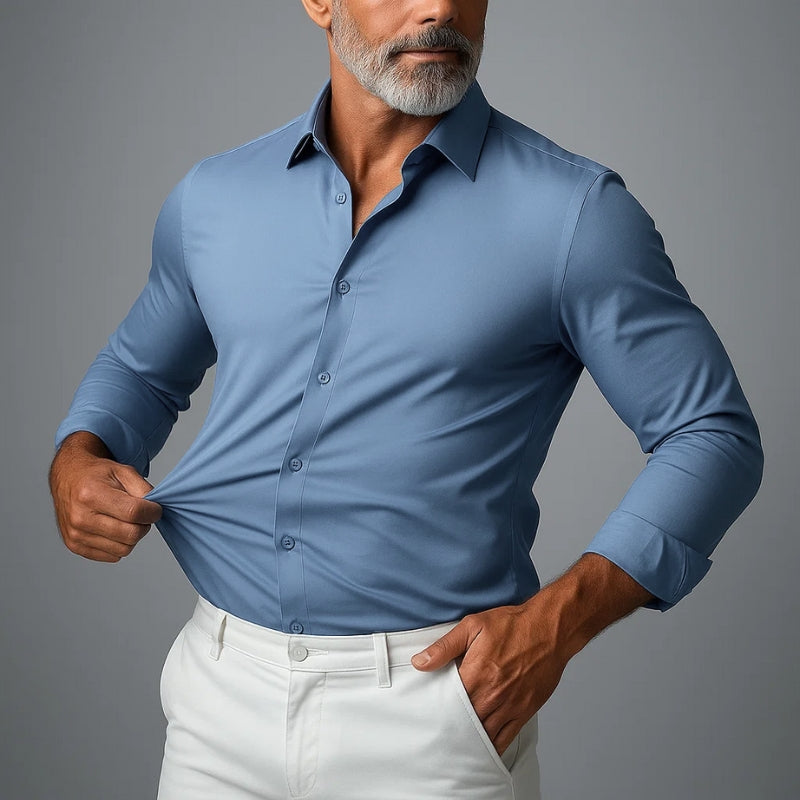 Chemise Duvant Stretch Slim Fit Pour Voyage Et Travail Confort Respirant Sans Plis Quatre Voies