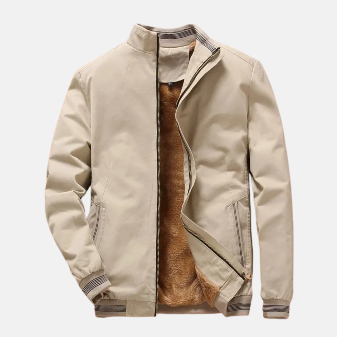 Veste Pilote Homme Amawinc Avec Doublure Polaire Bleu Marine Moderne Bomber Zip Avant Chaude