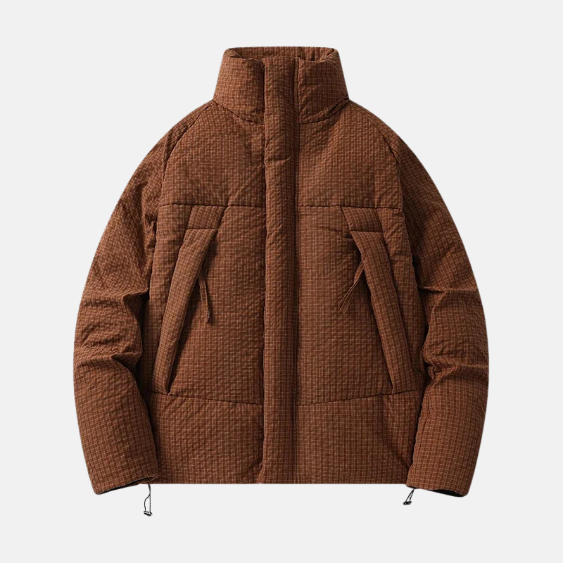 Manteau Homme En Tissu Technique Longueur À La Hanche Col Montant Pour Style Hivernal Moderne
